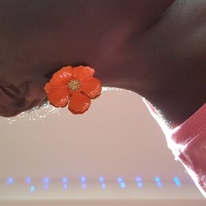 Orange 3D Oversized Blossom Stud Earrings